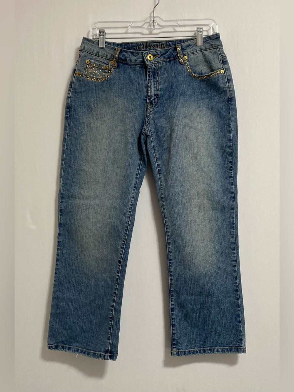 Willi Smith Blue Denim Jeans with Gold Embroidered Logo